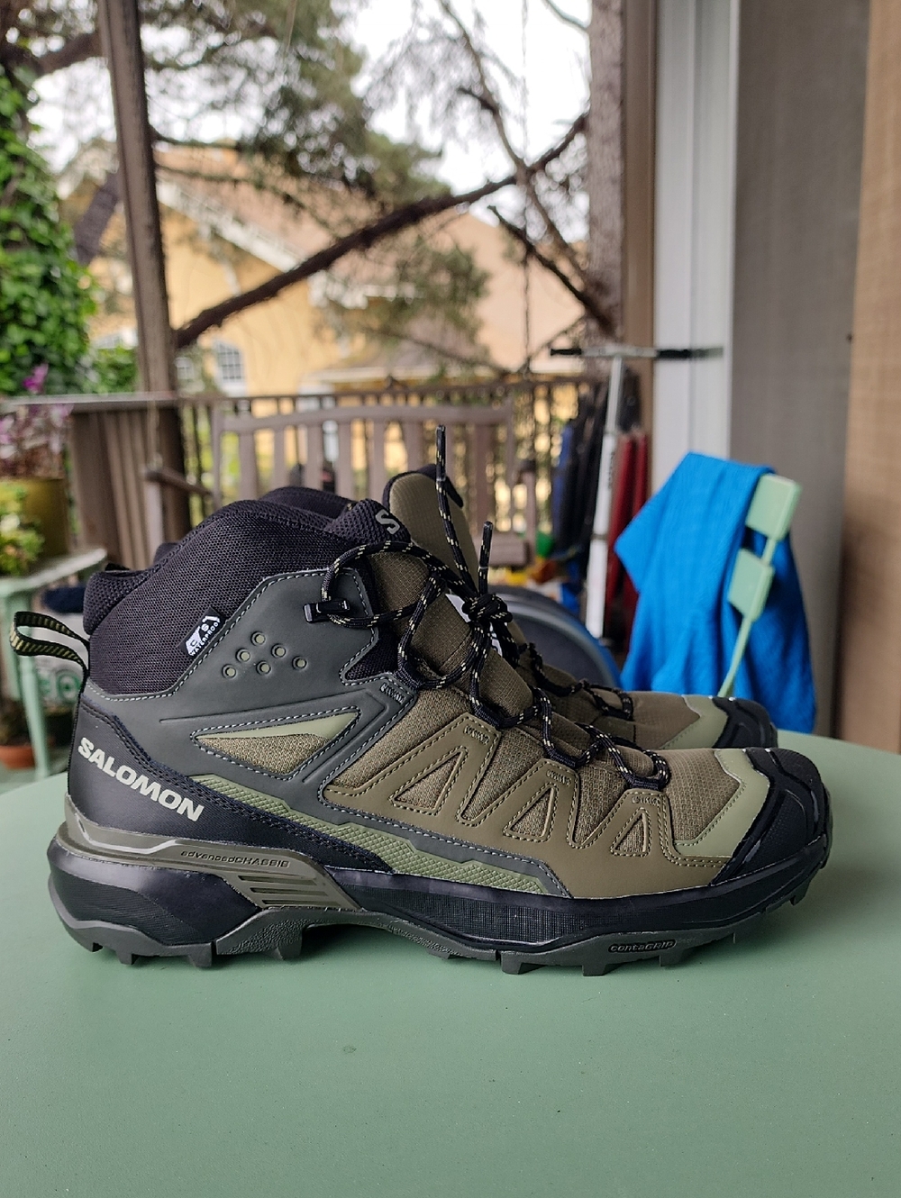 Salomon X Ultra 360 Mid Waterproof Hiking Boots Olive Green Mens Size 11